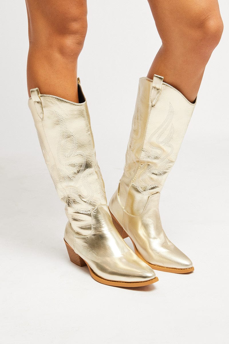 Gold Cowboy Boots for Ally Fashion