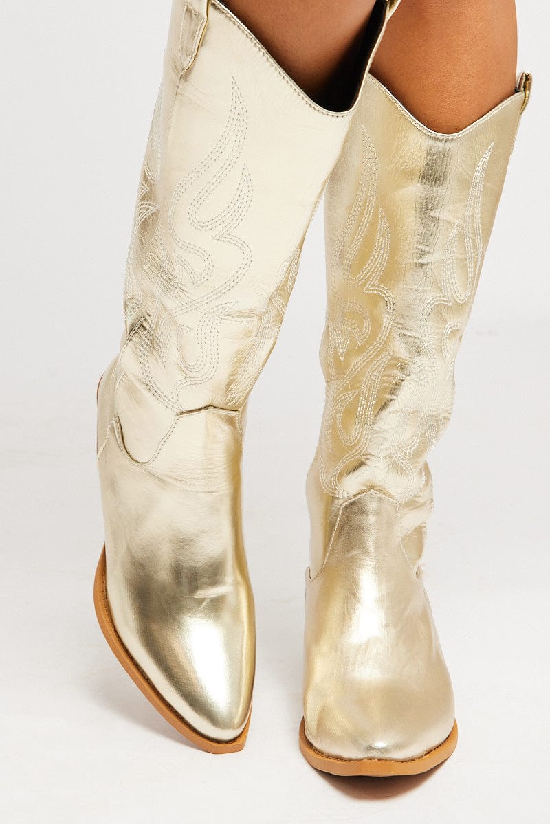 Gold Cowboy Boots for Ally Fashion