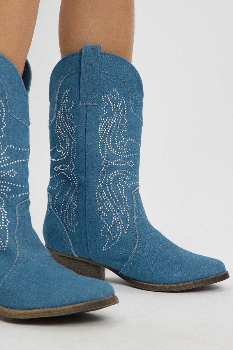 Denim Cowboy Boots for Ally Fashion