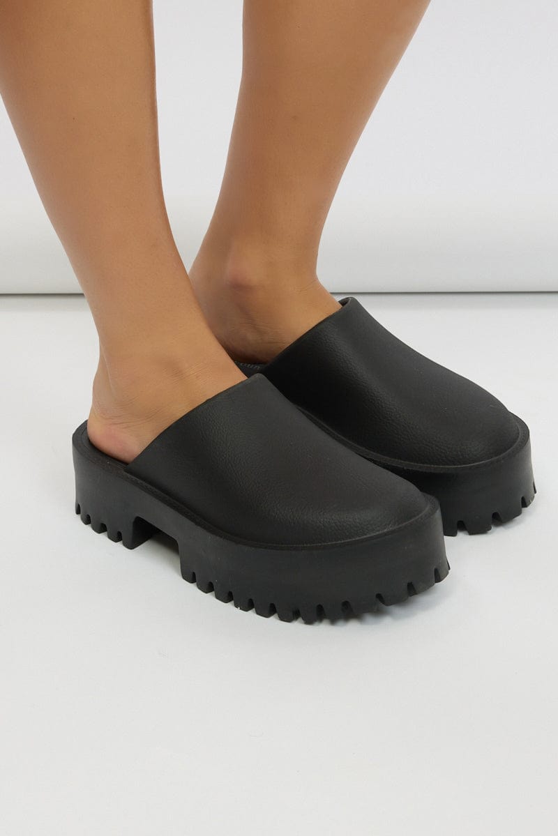Black Chunky Clog Mules from Ally Fashion