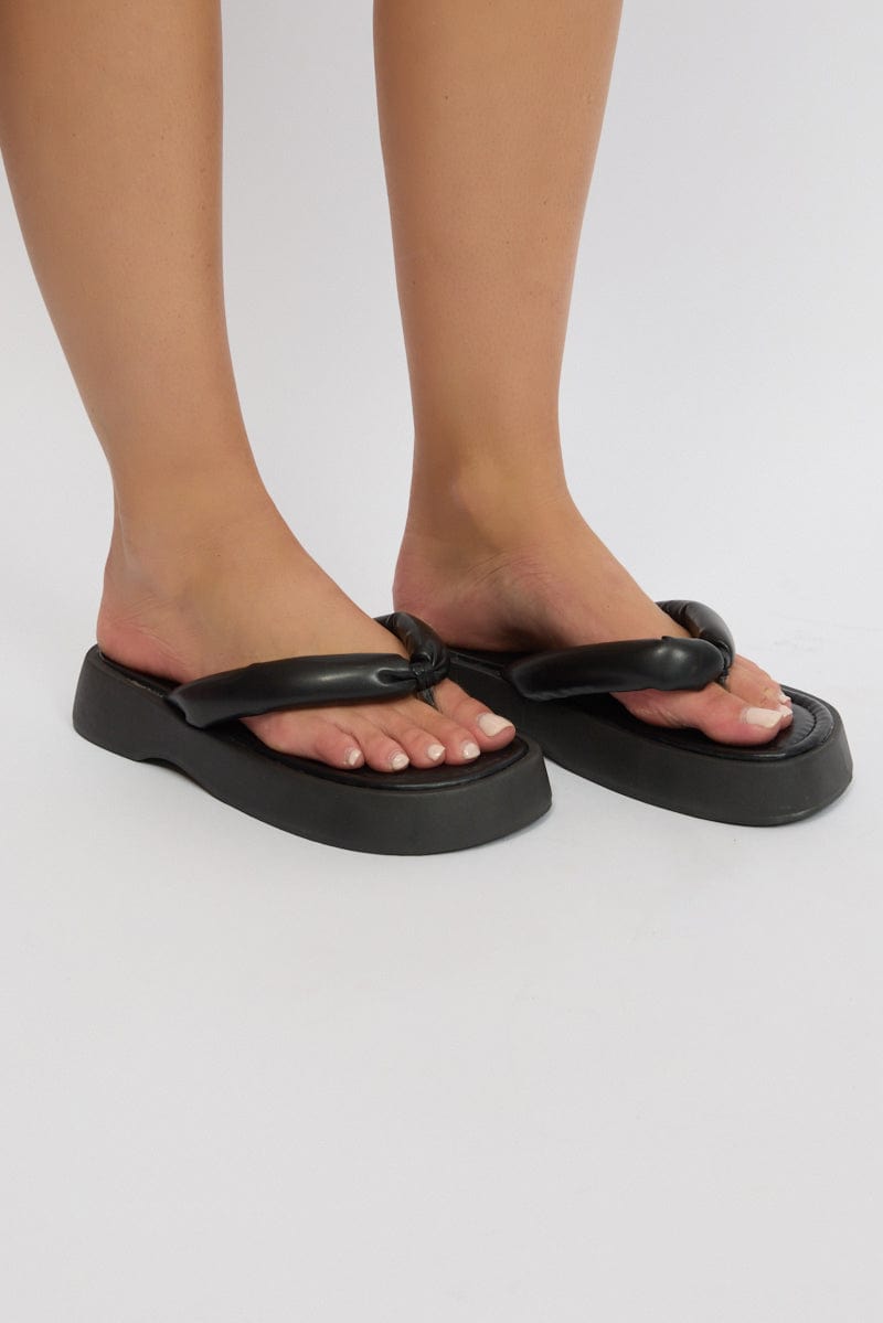 Black Toe-Post Flatform Sandals from Ally Fashion