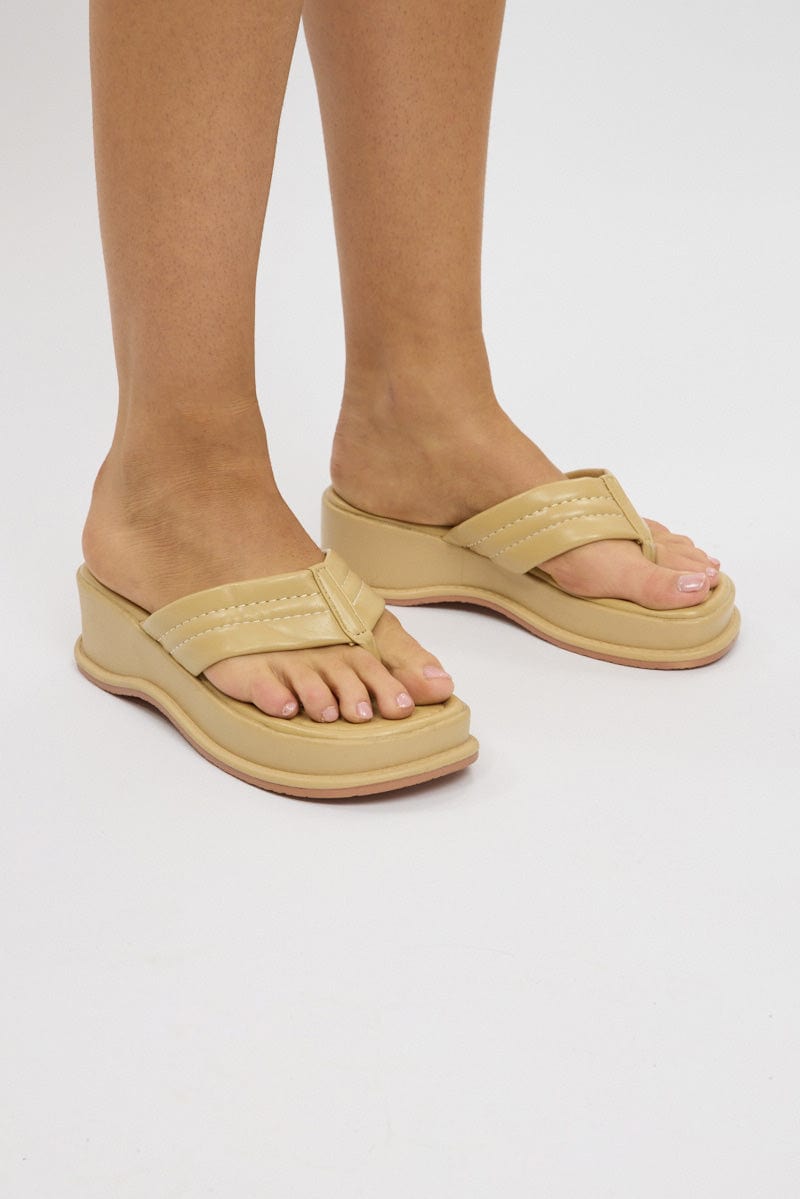 Yellow Toe-Post Wedge Sandals from Ally Fashion