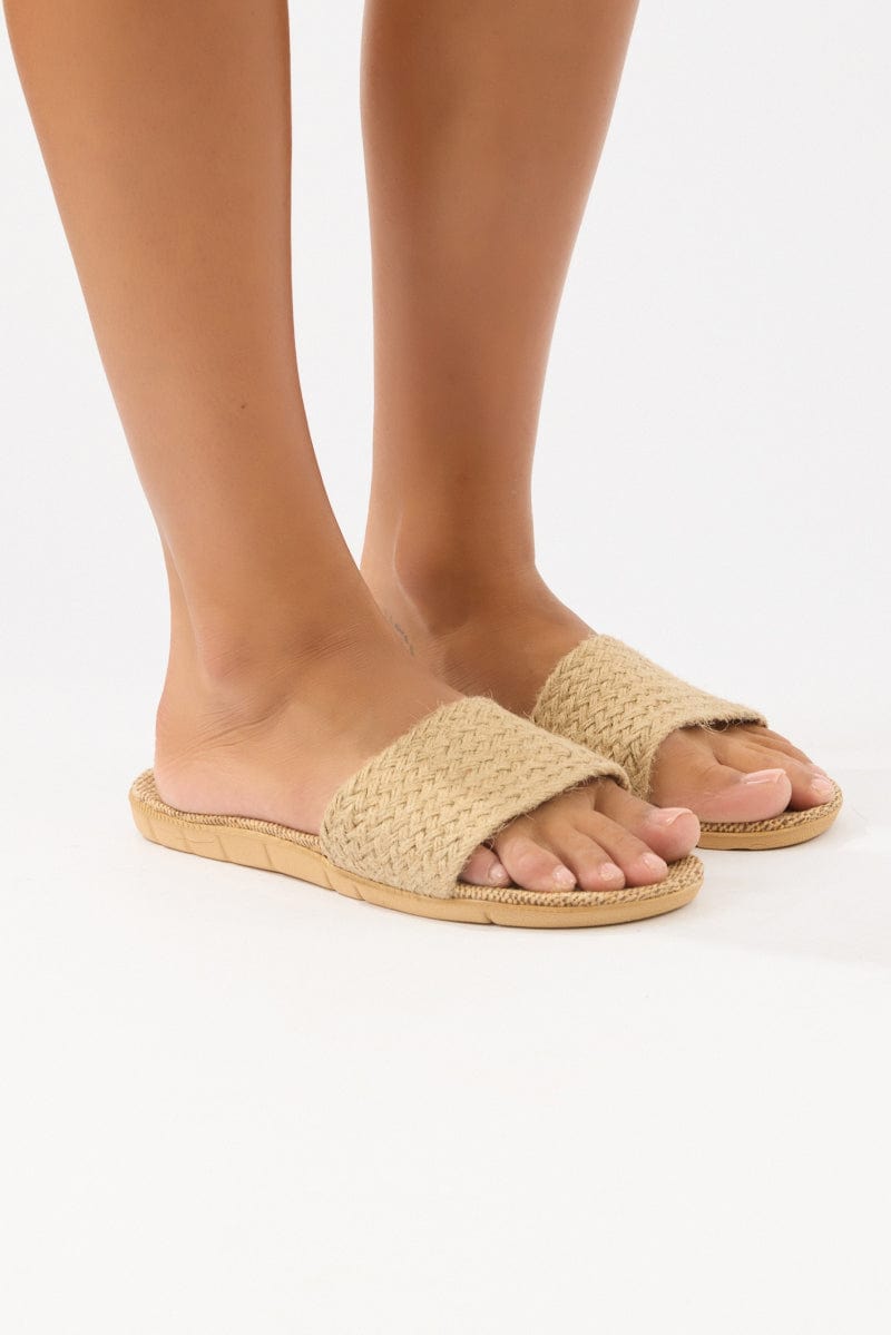 Beige Straw Slippers from Ally Fashion