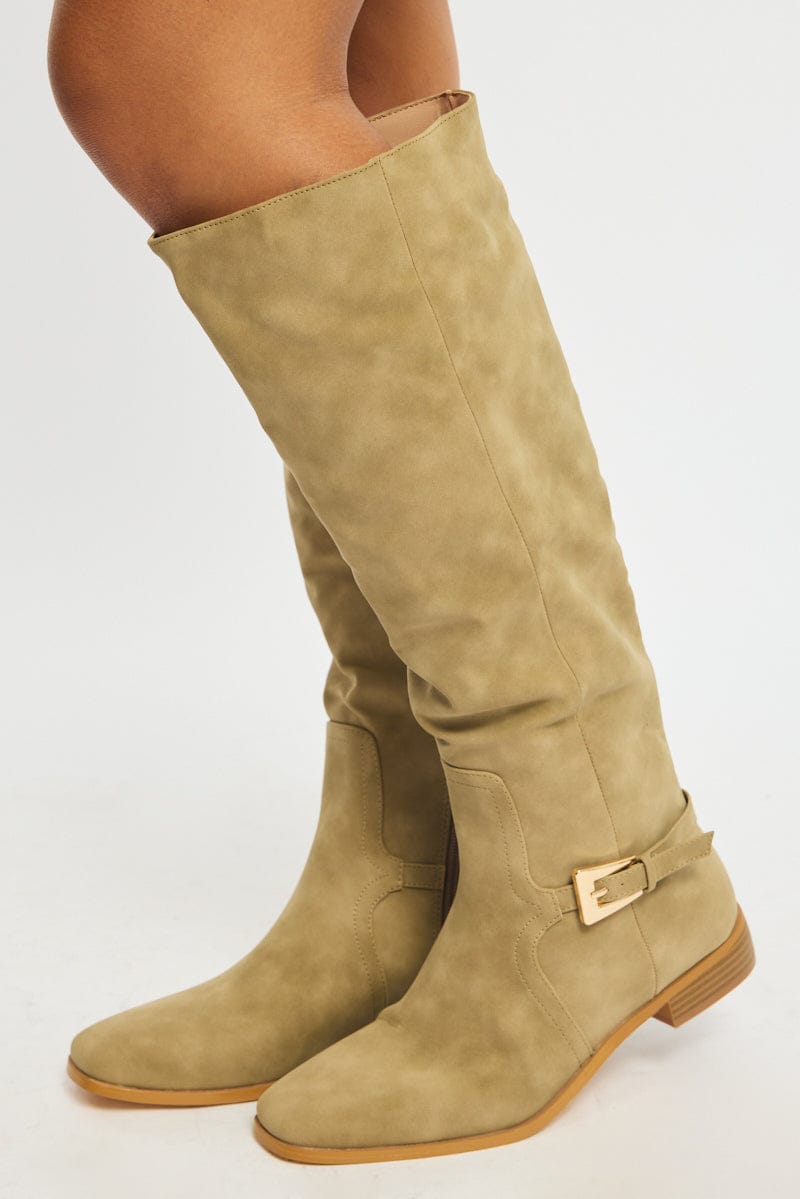 Beige Knee-High Boots from Ally Fashion