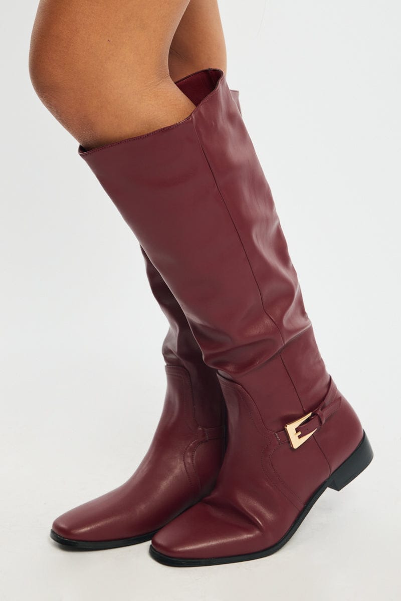 Red Knee High Boots for Ally Fashion