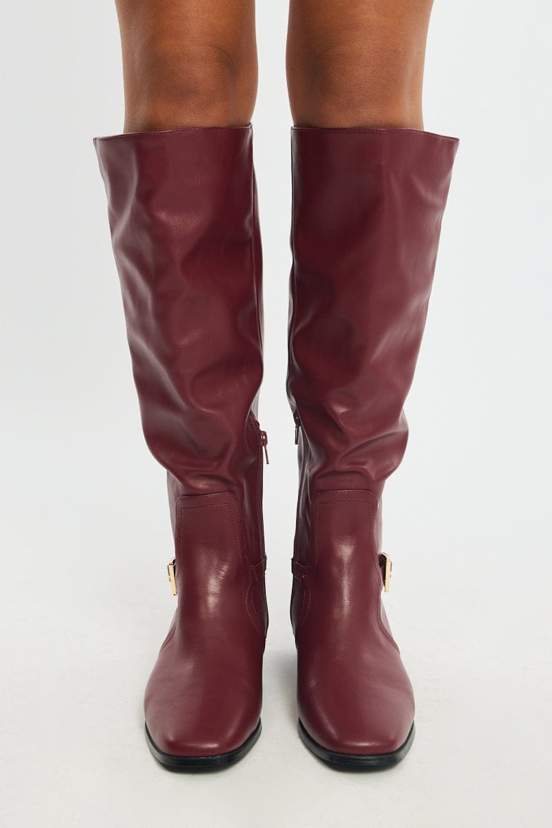 Red Knee High Boots for Ally Fashion