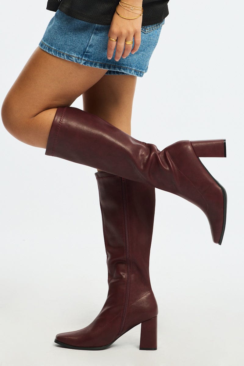 Red Knee High Boots for Ally Fashion