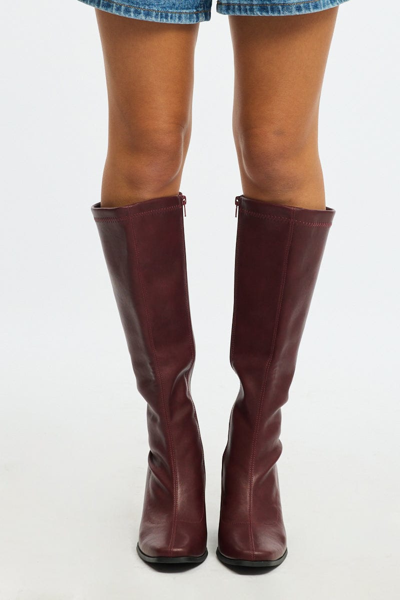Red Knee High Boots for Ally Fashion