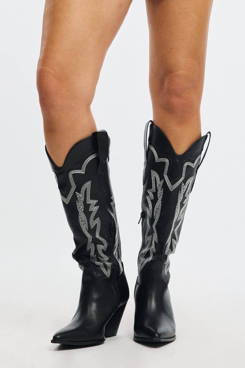 Black Western Cowboy Boots for Ally Fashion