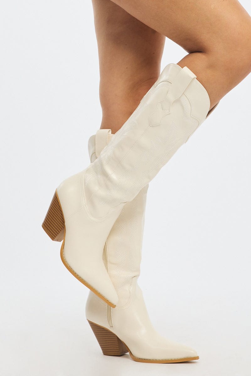 White Western Cowboy Boots for Ally Fashion