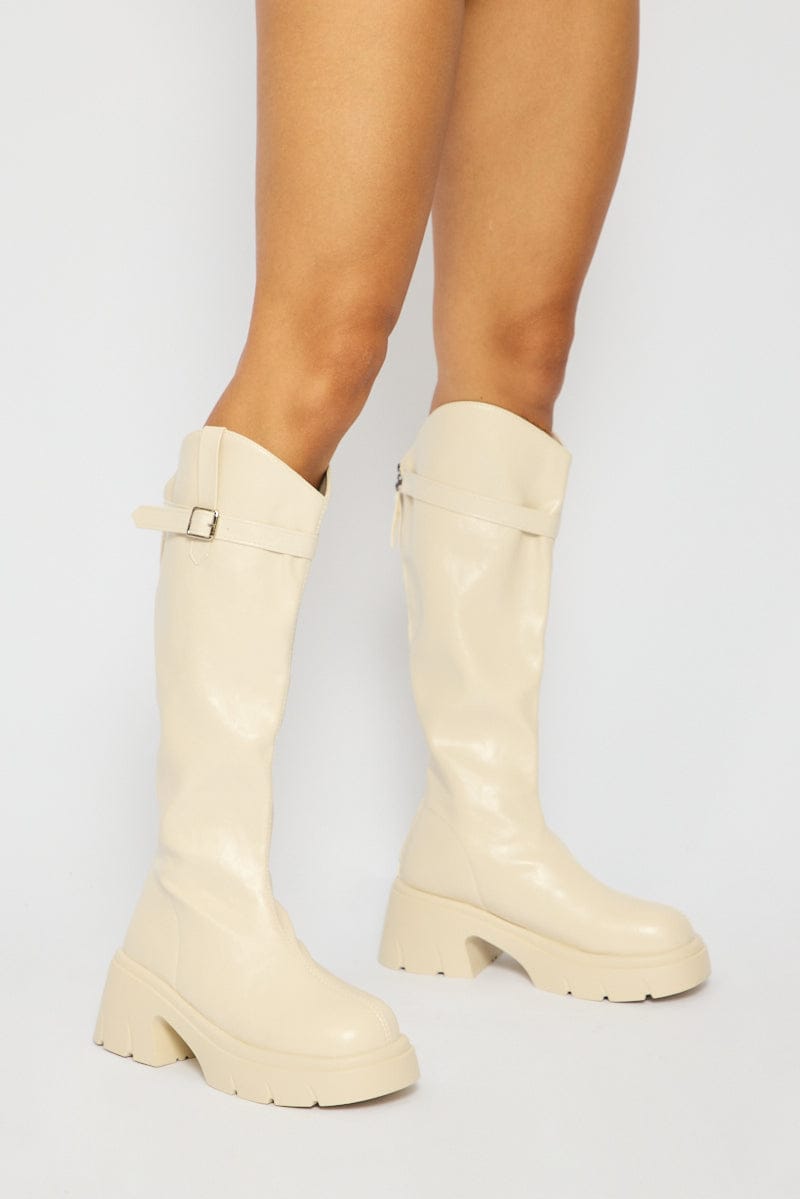 White Knee High Boots for Ally Fashion