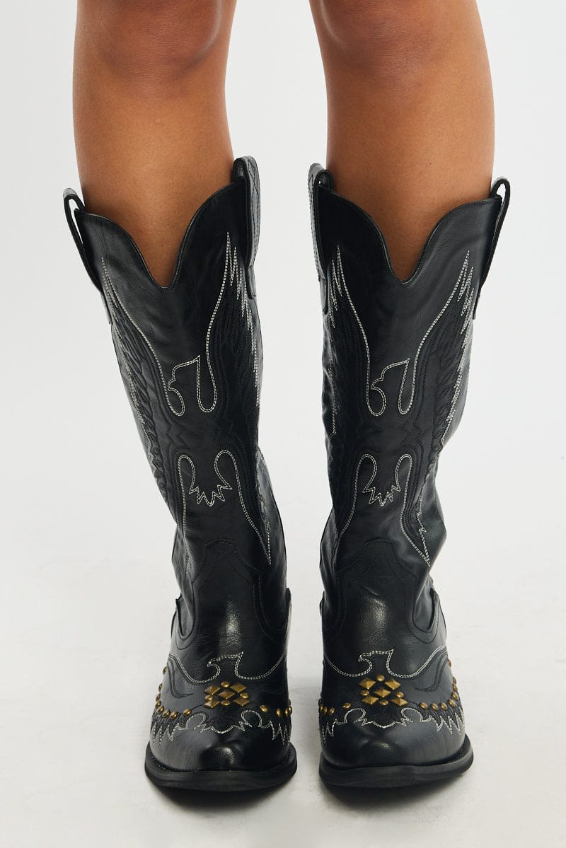 Black Western Cowboy Boots for Ally Fashion