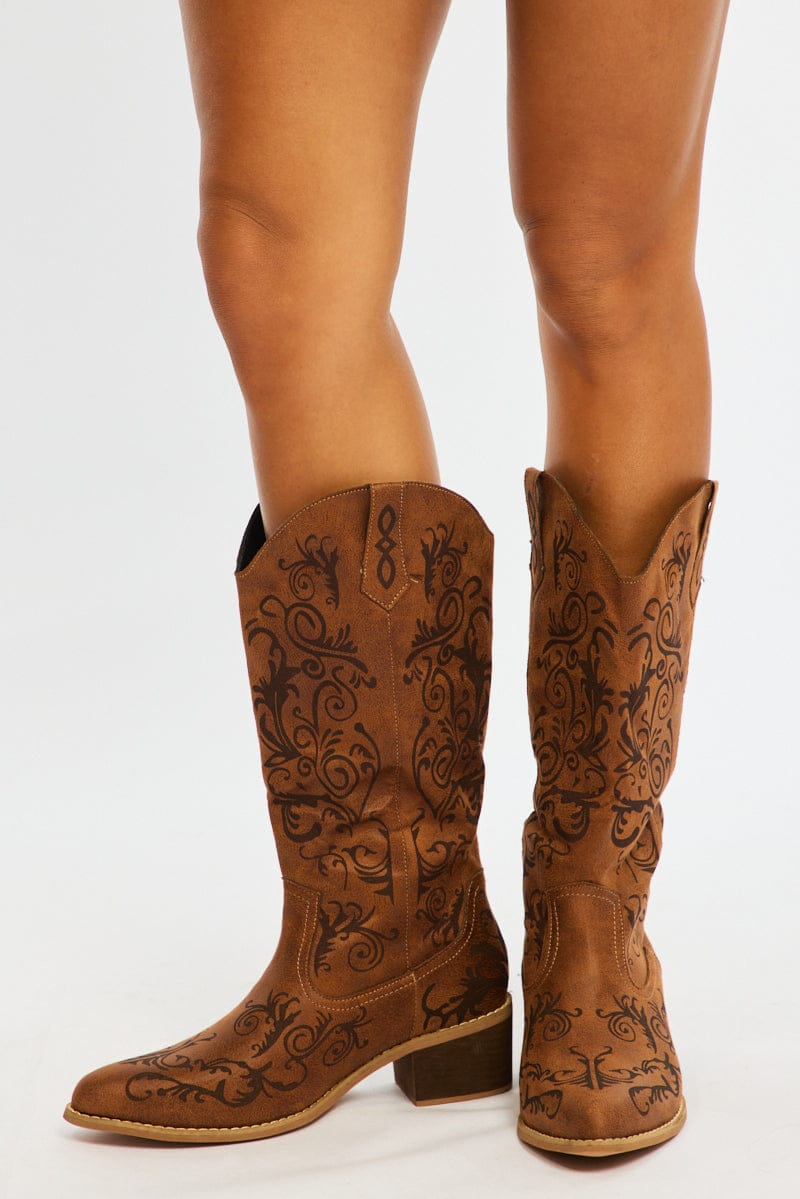 Brown Western Cowboy Boots for Ally Fashion