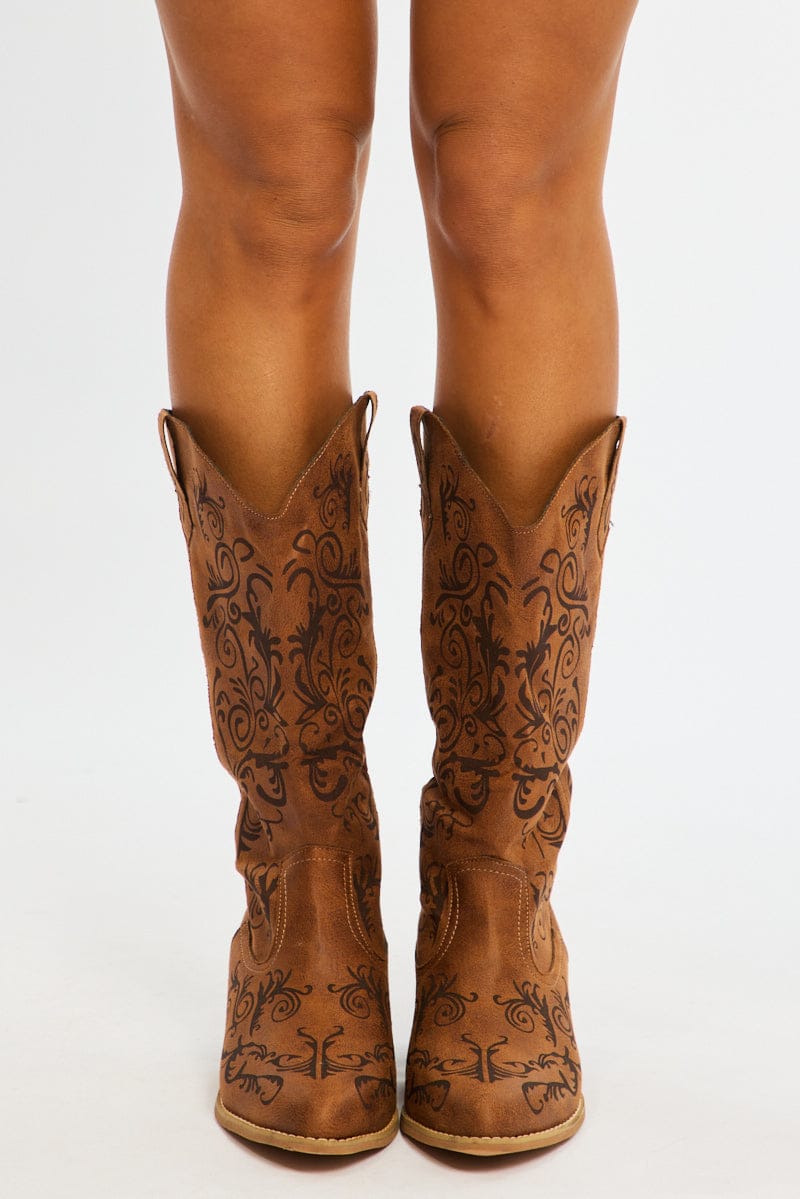 Brown Western Cowboy Boots for Ally Fashion