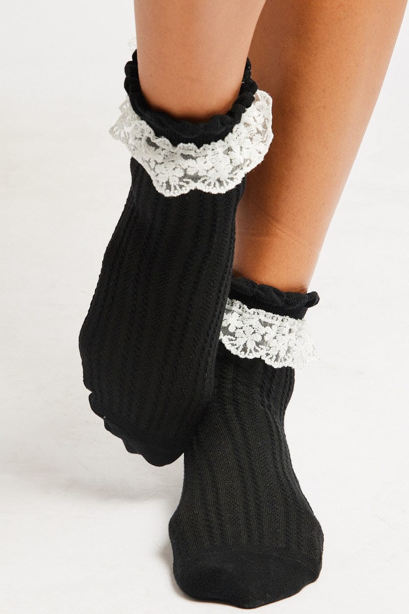 Black Lace Frill Socks for Ally Fashion