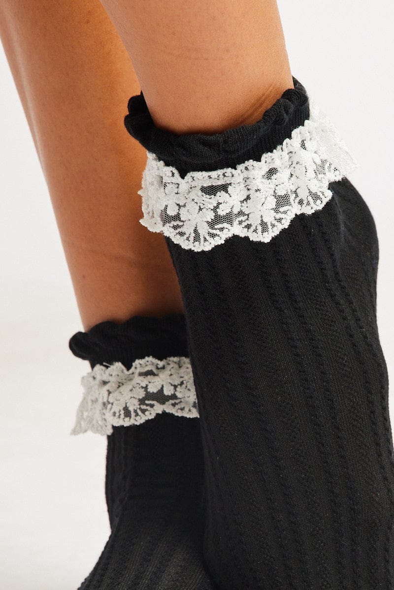 Black Lace Frill Socks for Ally Fashion