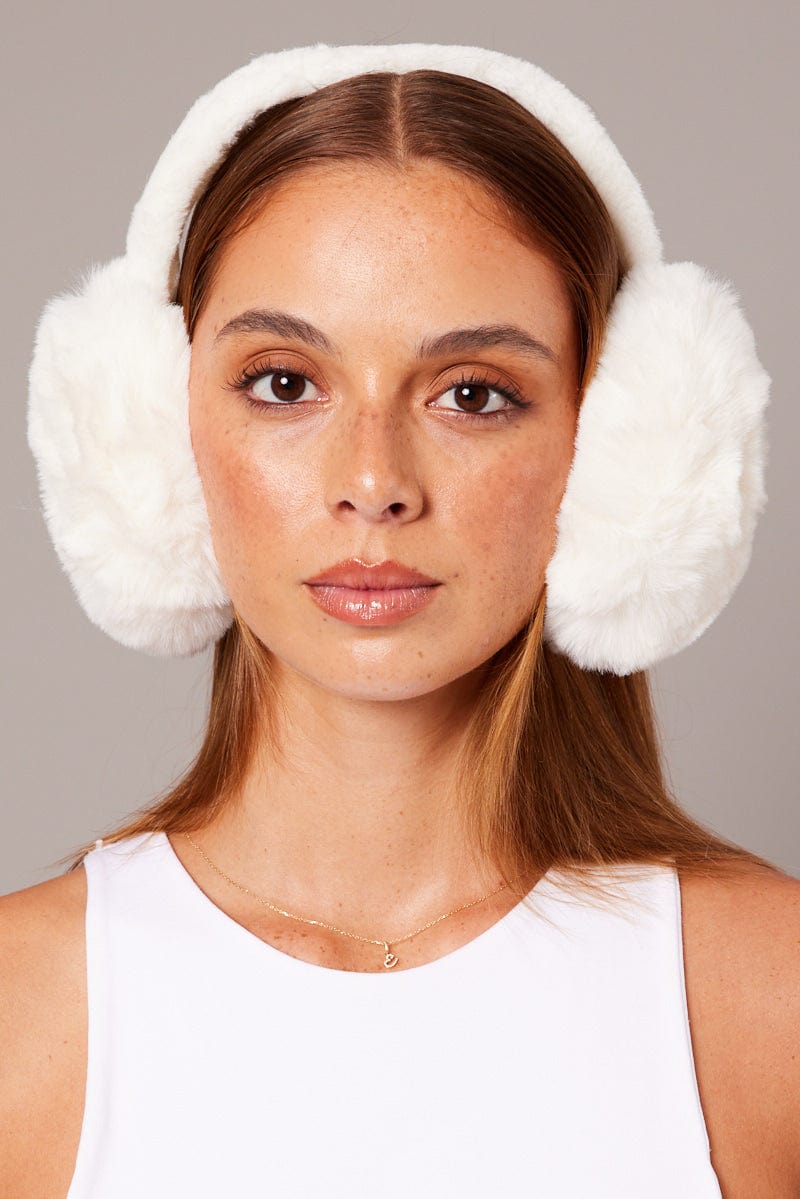 White Fluffy Ear Muffs for Ally Fashion