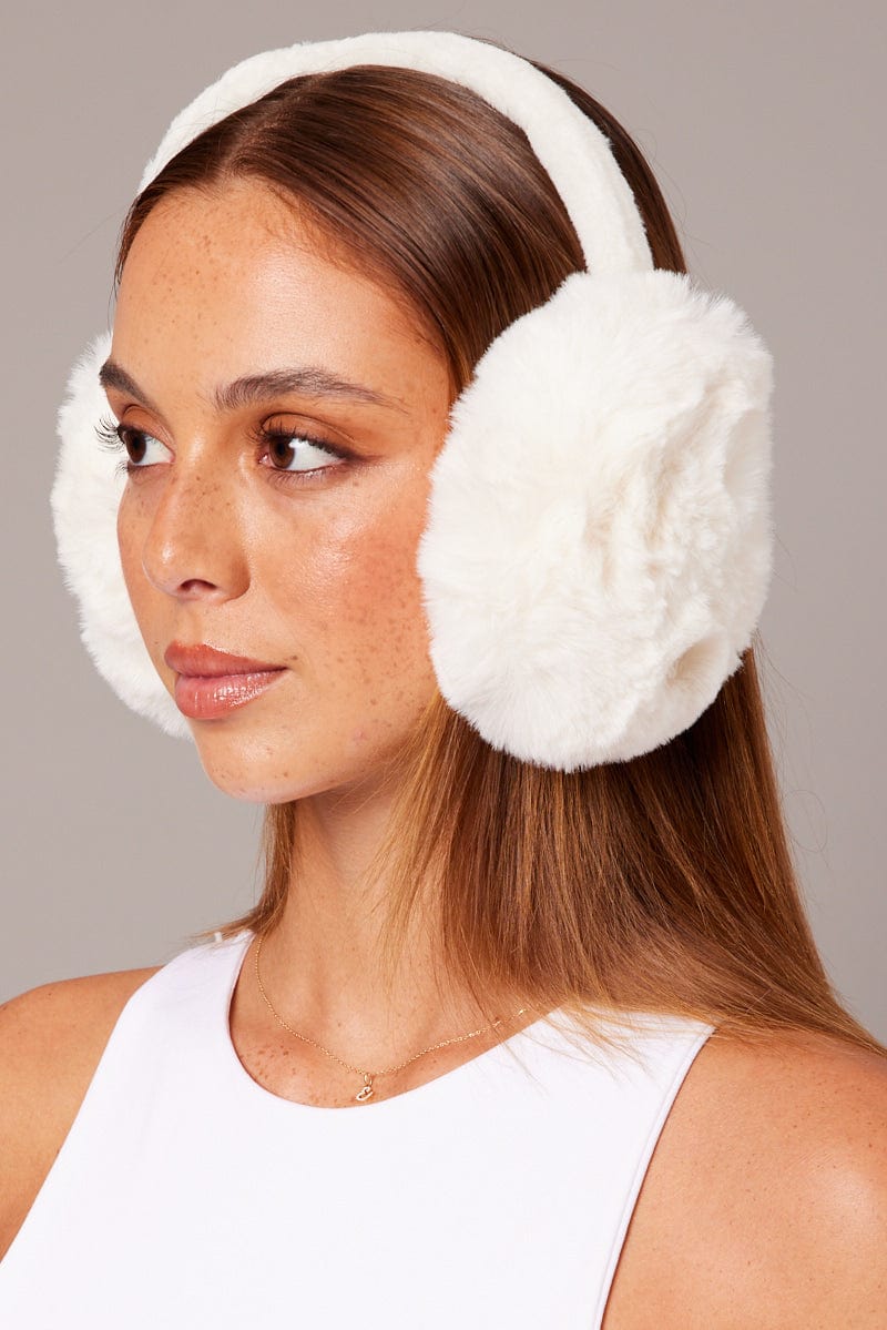 White Fluffy Ear Muffs for Ally Fashion