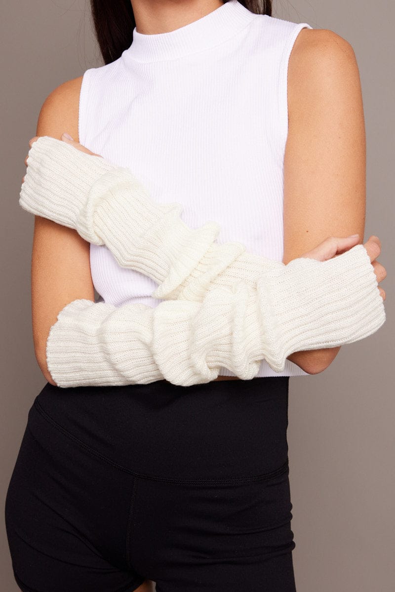 White Fingerless Gloves for Ally Fashion