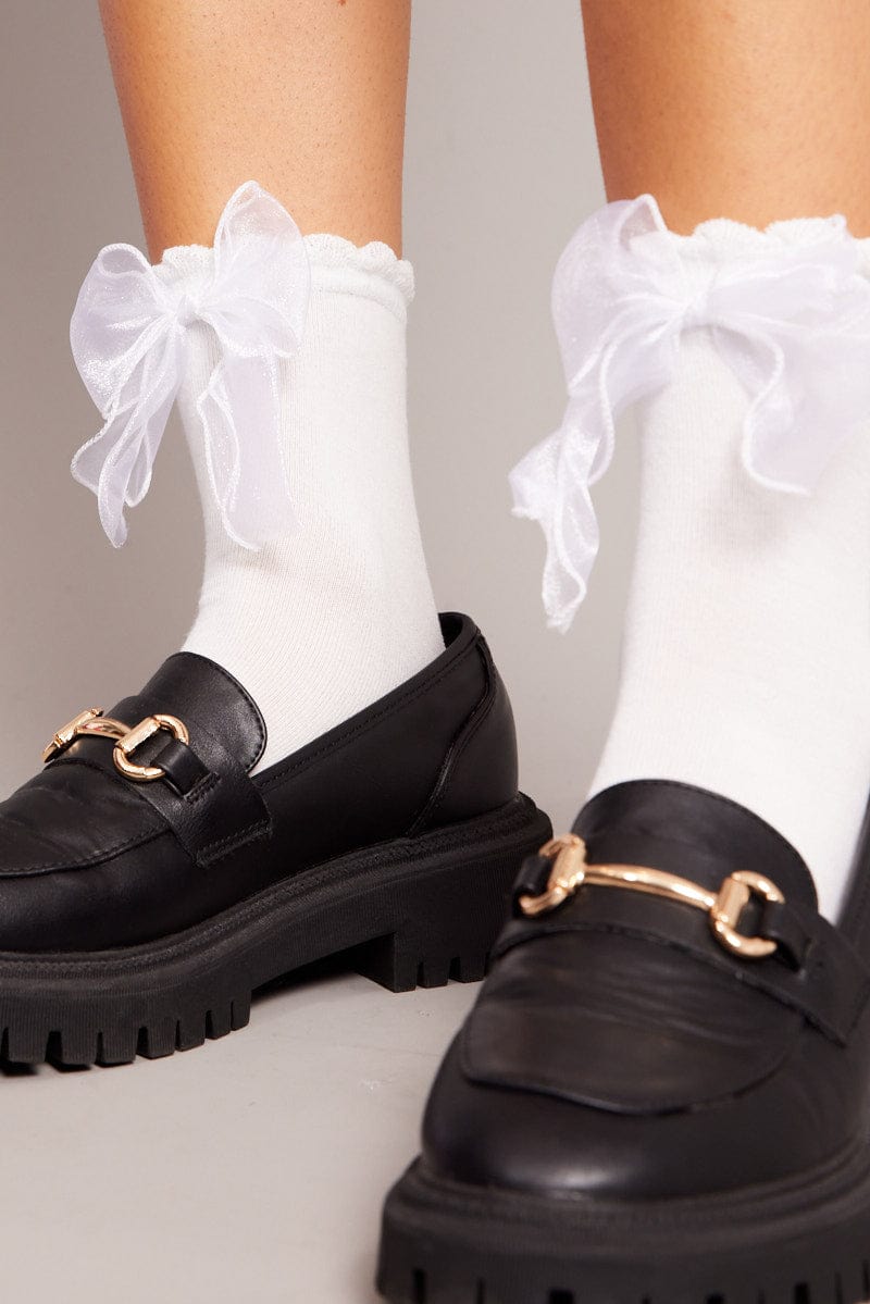 White Bow Decor Socks for Ally Fashion