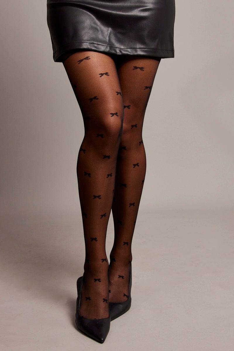 Black Bow Pattern Tights for Ally Fashion