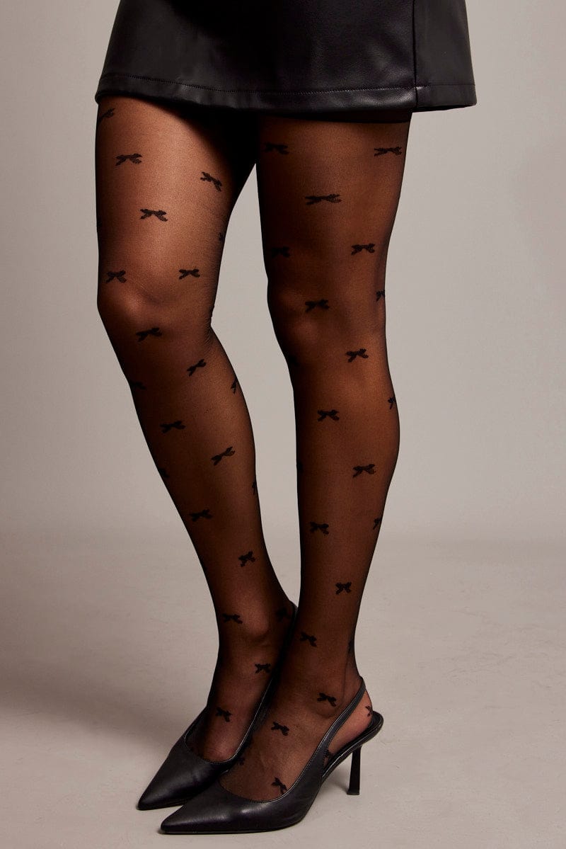 Black Bow Pattern Tights for Ally Fashion