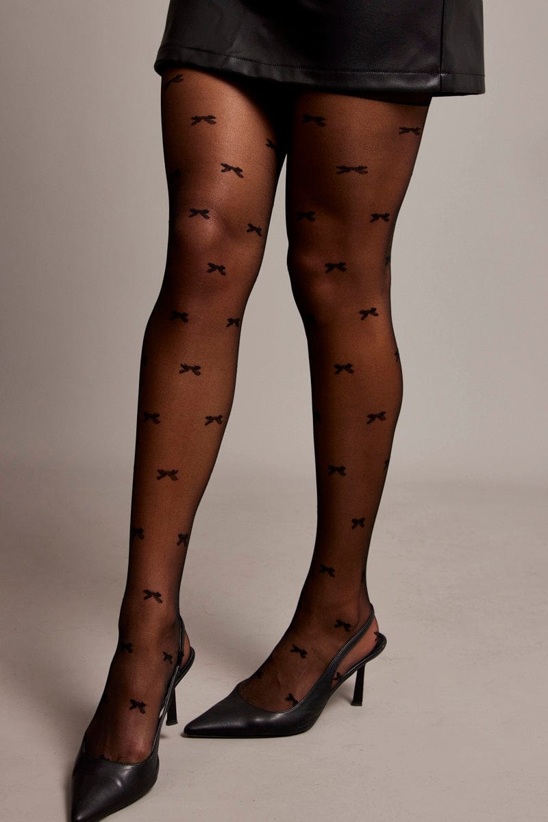 Black Bow Pattern Tights for Ally Fashion