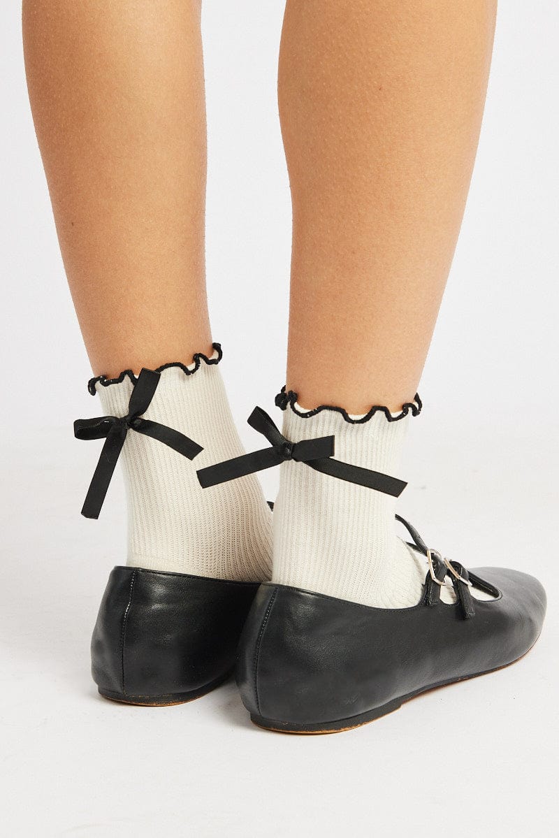 White Frill Socks with Bow for Ally Fashion