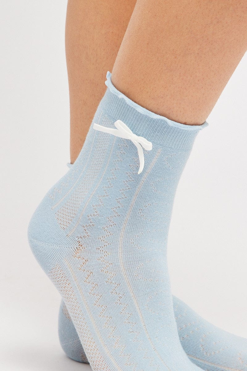 Blue Bow Detail Socks for Ally Fashion