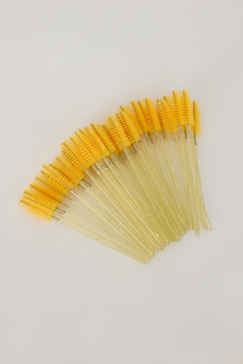 Yellow 50 Pk Eyelash Cur Disposable Eyelash Brush for Ally Fashion