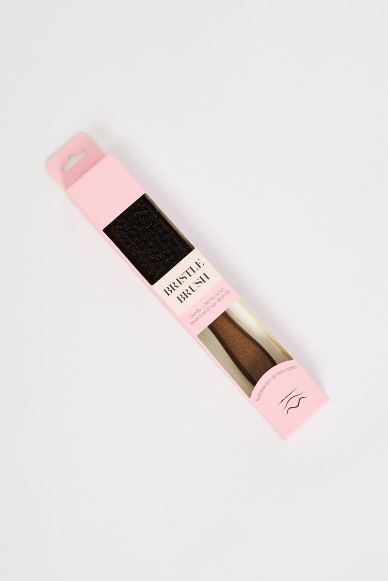 Brown Boar Bristle Hair And Beard Brush Comb for Ally Fashion