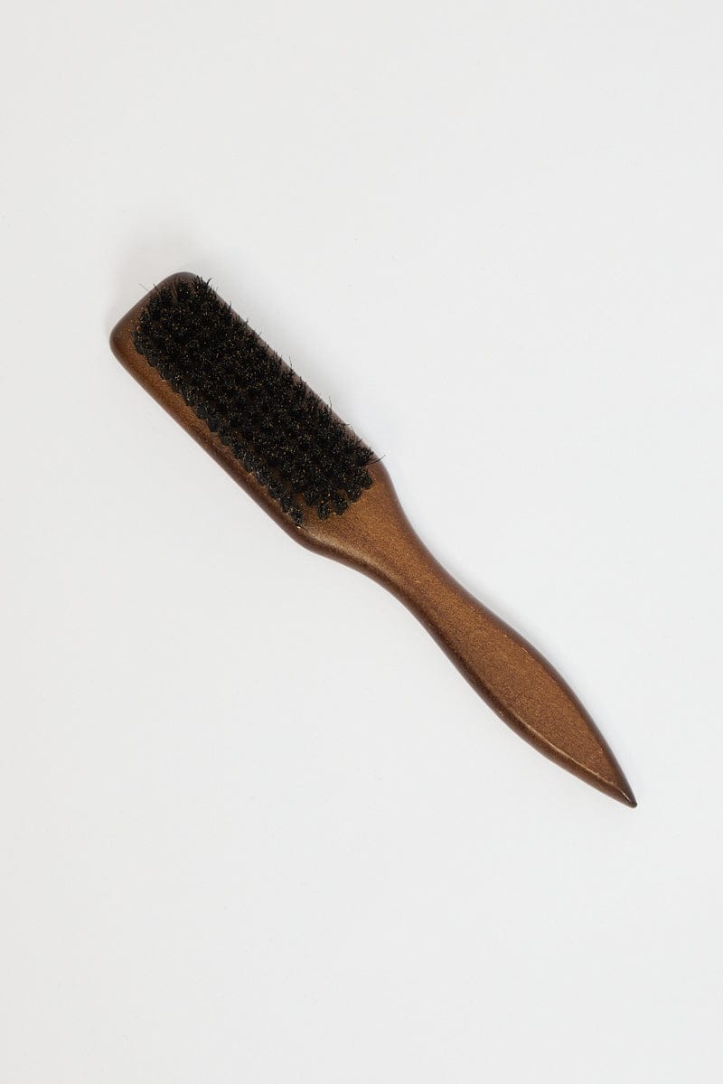 Brown Boar Bristle Hair And Beard Brush Comb for Ally Fashion
