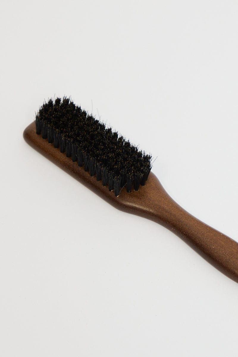 Brown Boar Bristle Hair And Beard Brush Comb for Ally Fashion