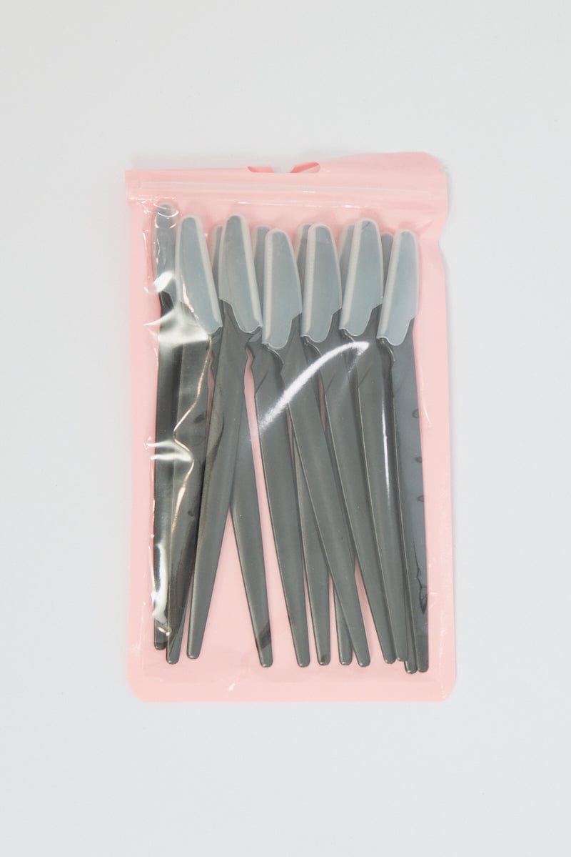 Black 12 Pk Portable Eyebrow Razor Trimmer for Ally Fashion