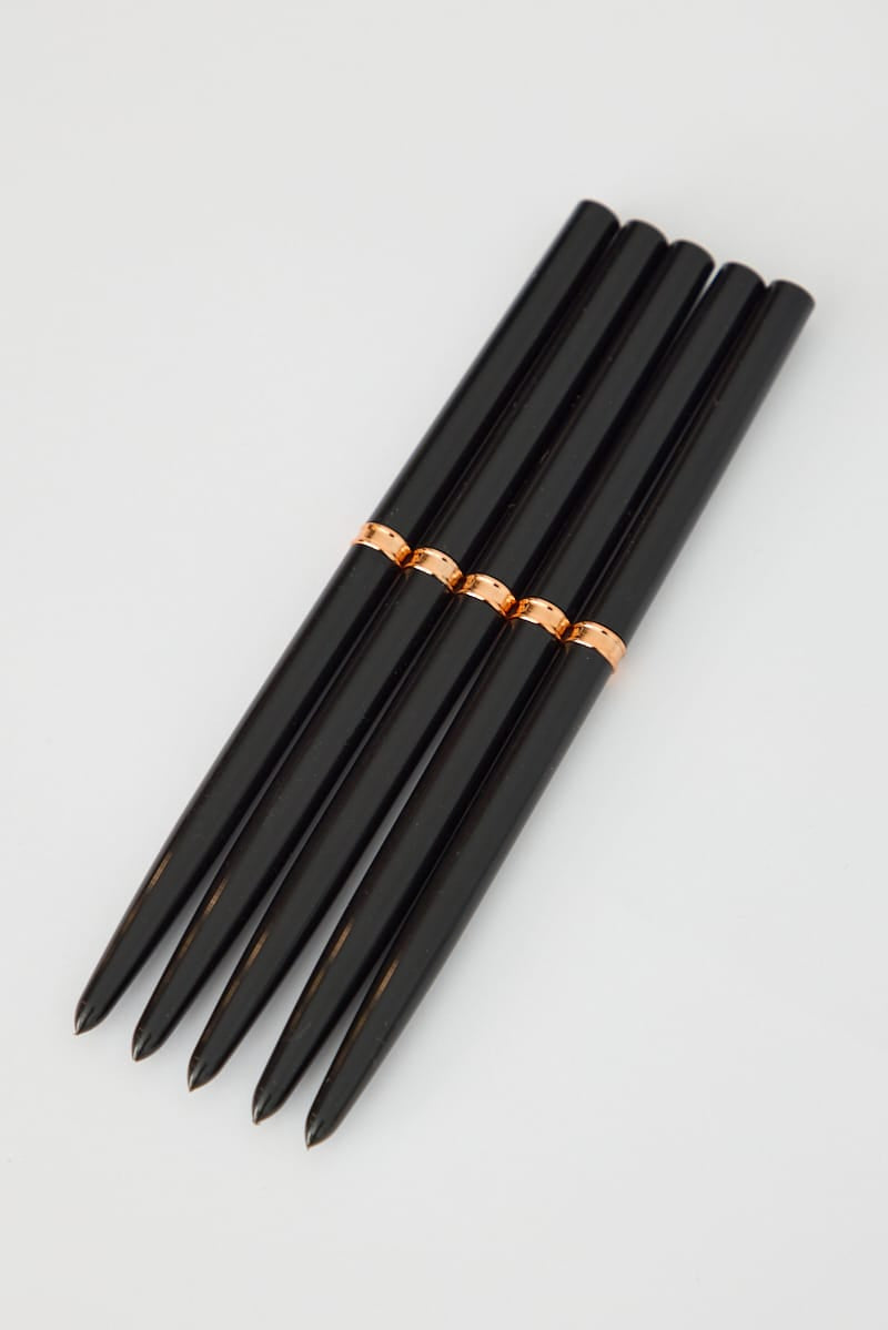 Black 5 Pcs Nail Paint Liner Brush Set for Ally Fashion