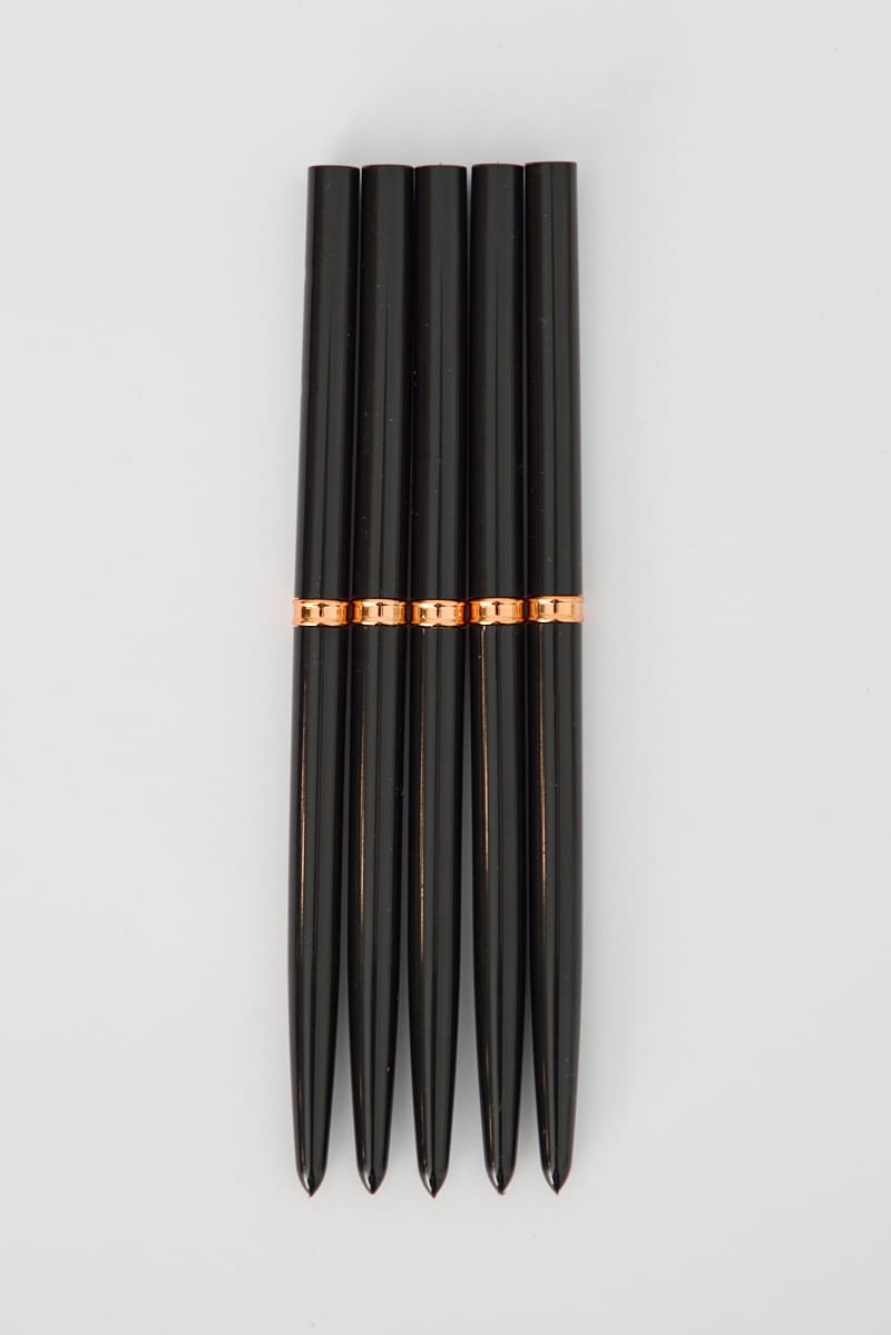 Black 5 Pcs Nail Paint Liner Brush Set for Ally Fashion