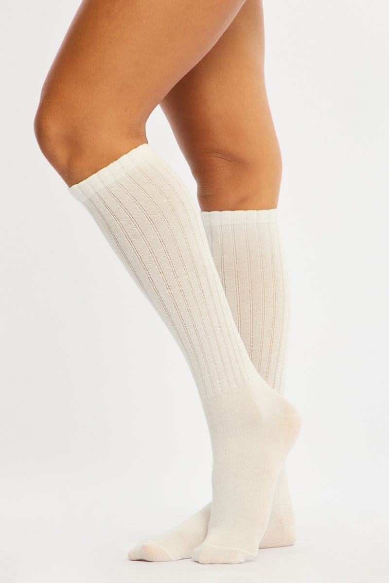 White Knee High Socks for Ally Fashion