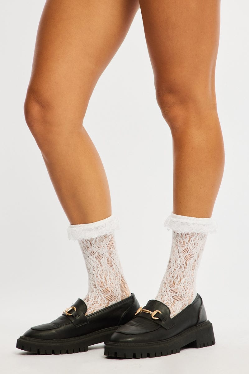 White Lace Knee High Socks for Ally Fashion