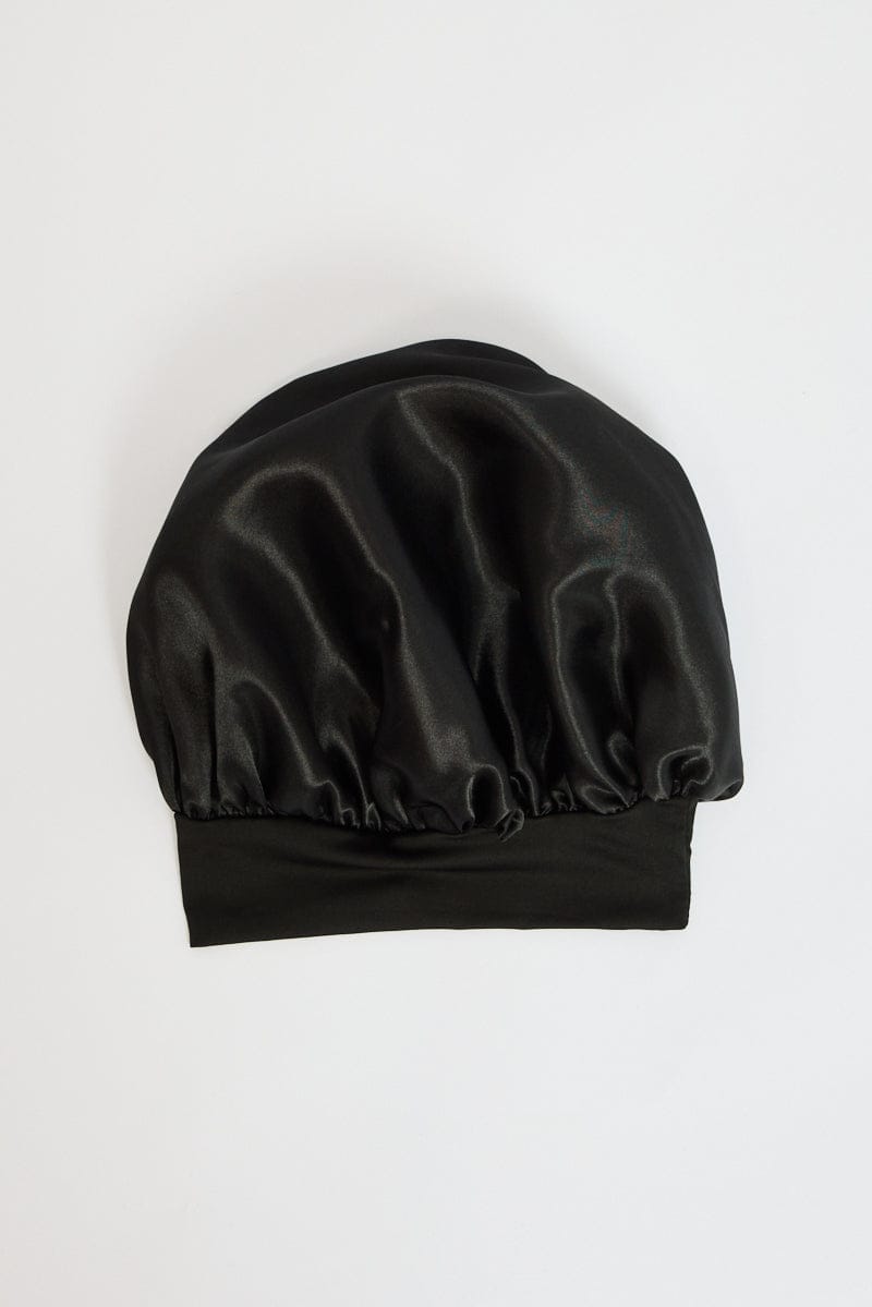 Black Satin Sleep Hair Cap for Ally Fashion