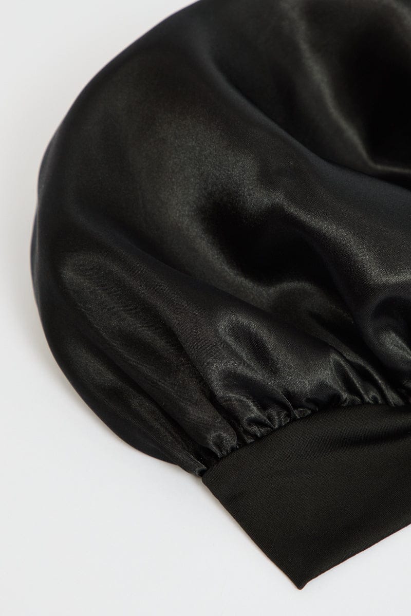 Black Satin Sleep Hair Cap for Ally Fashion
