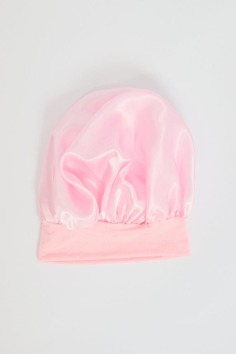 Pink Satin Sleep Hair Cap for Ally Fashion