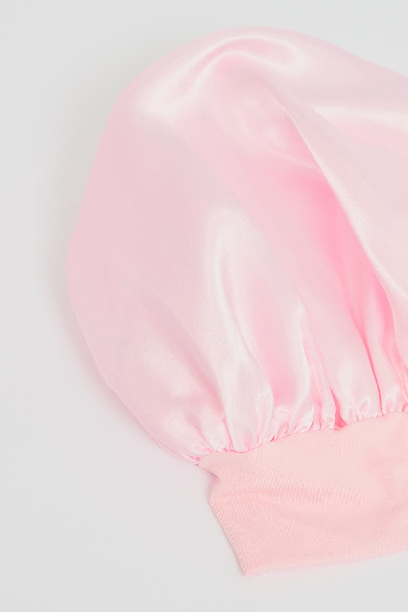 Pink Satin Sleep Hair Cap for Ally Fashion