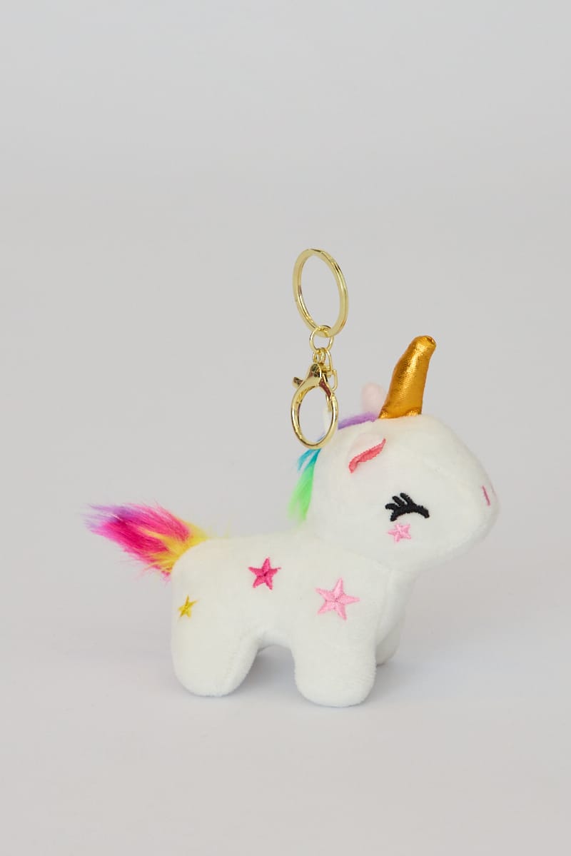 White Unicorn Keyring Bag Charm for Ally Fashion
