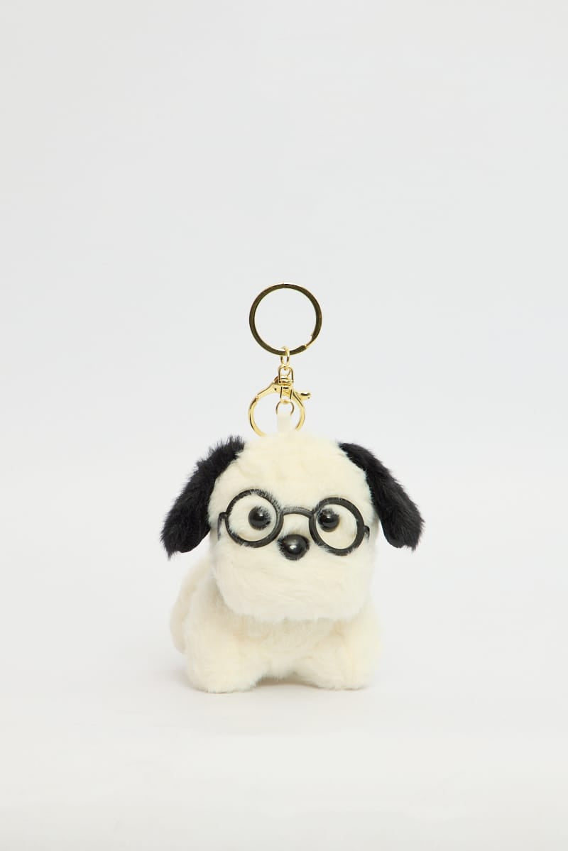 White Dog Keyring Bag Charm for Ally Fashion