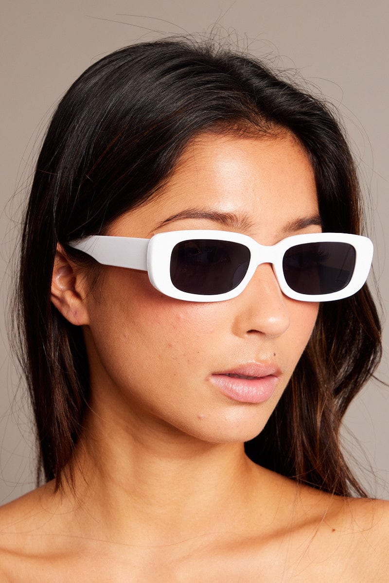 White Squared Sunglasses for Ally Fashion