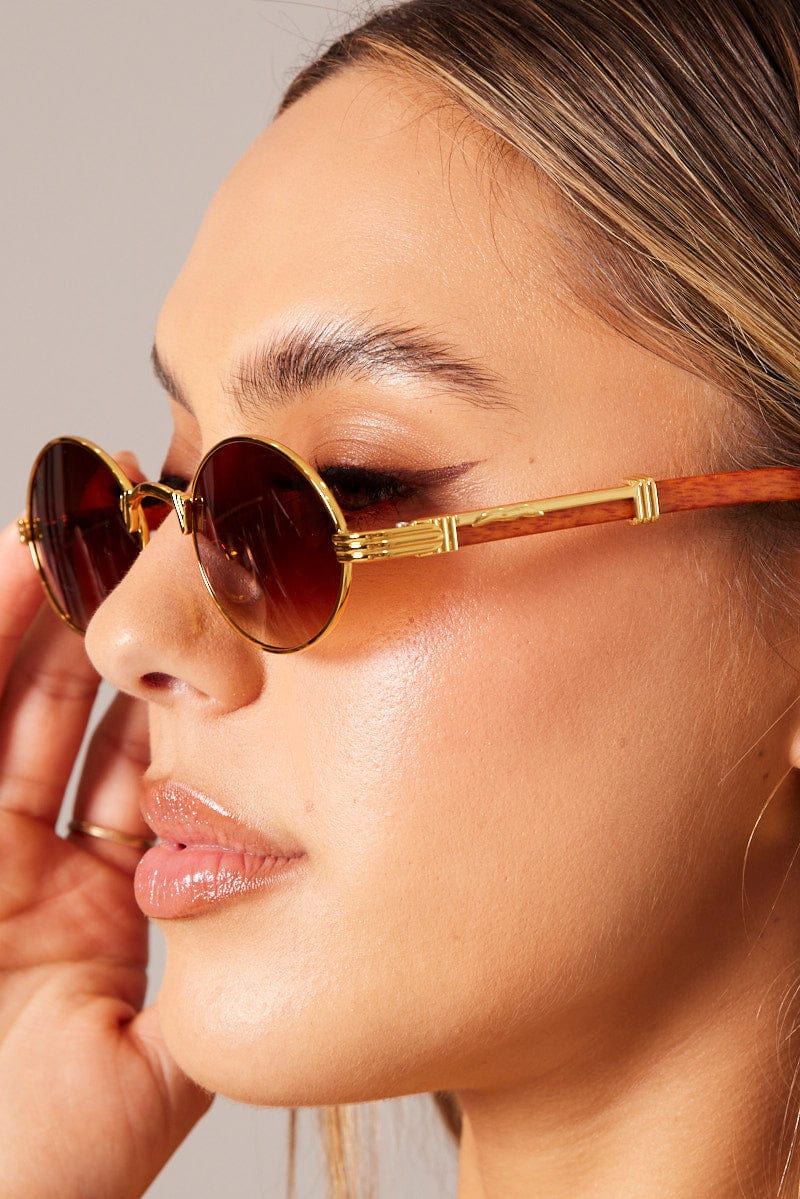 Brown Oval Sunglasses for Ally Fashion