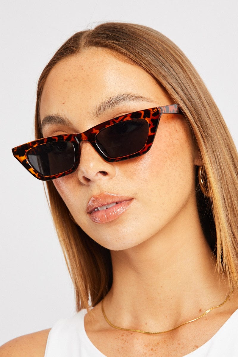 Brown Animal Print Cat Eye Sunglasses for Ally Fashion