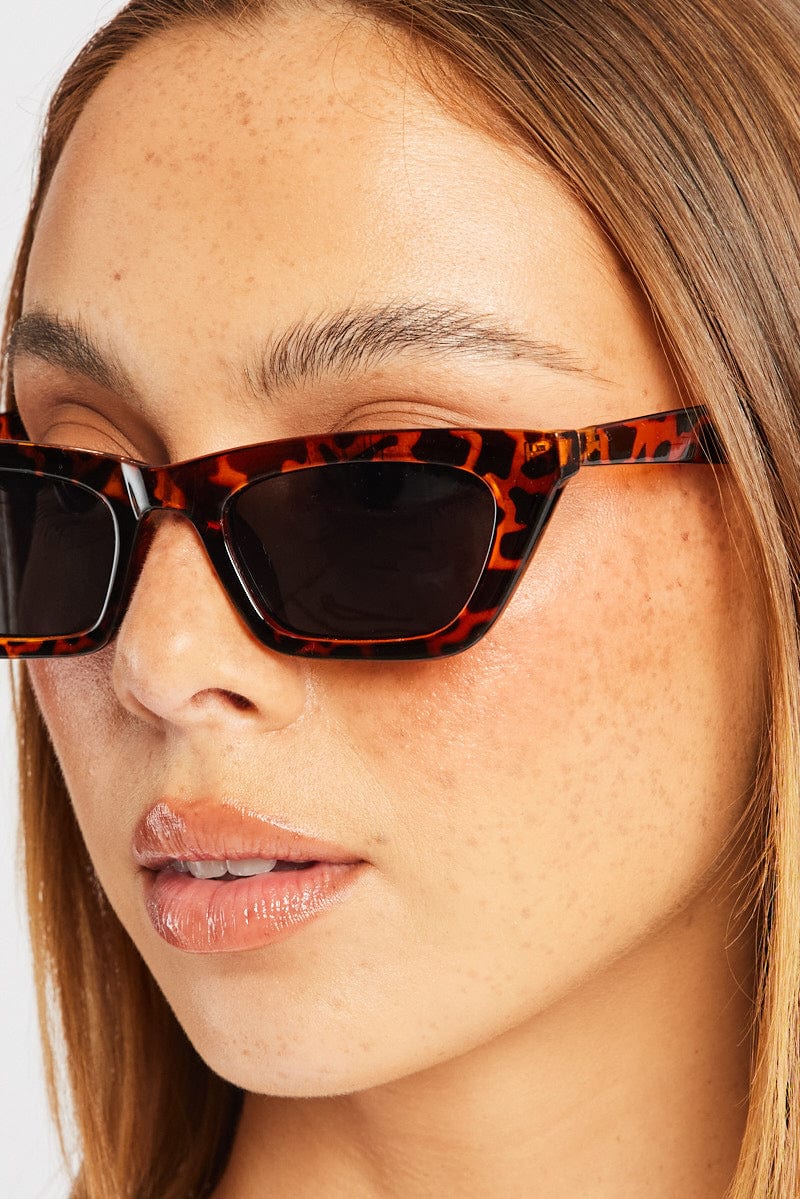 Brown Animal Print Cat Eye Sunglasses for Ally Fashion