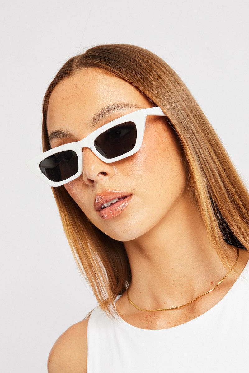 White Animal Print Cat Eye Sunglasses for Ally Fashion