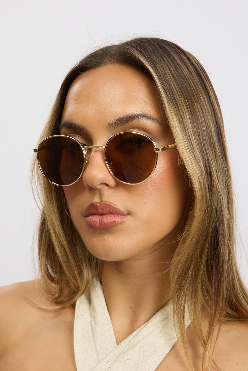 Brown Round Sunglasses for Ally Fashion